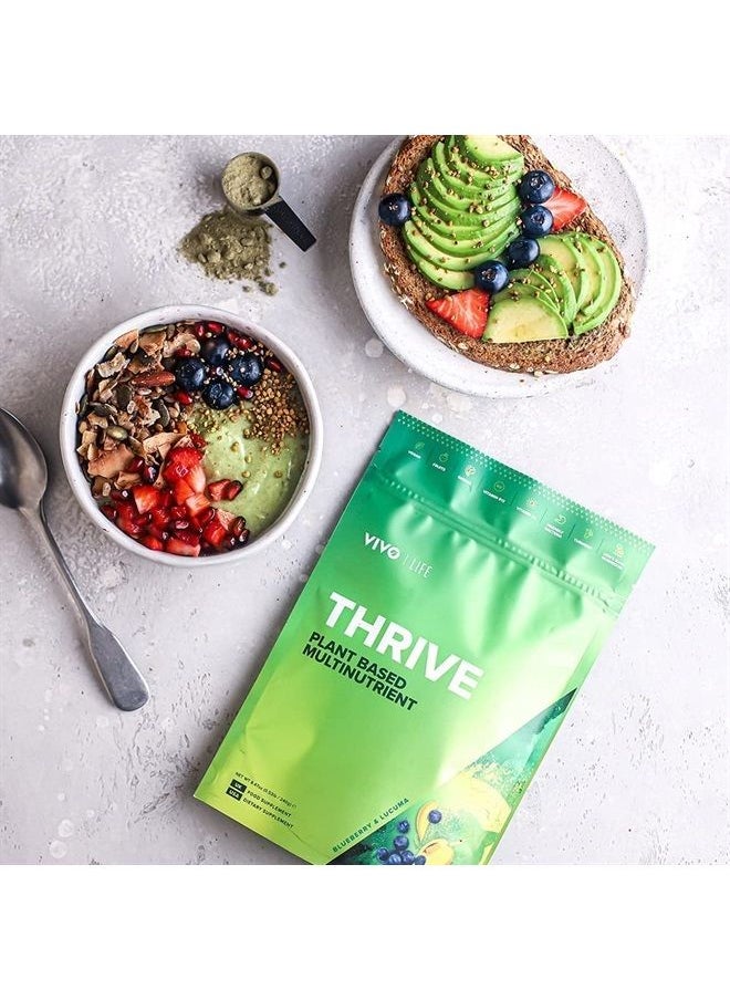 vivo - Life Thrive Vegan Superfood with Vitamins Minerals Fruits & Greens, Blueberry & Lucuma Flavour, 30 Servings - 8.46oz - Image 1