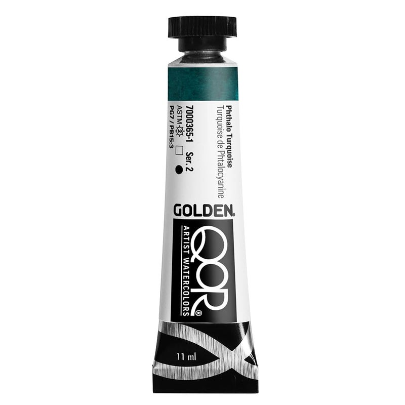 GOLDEN QoR Artist Watercolors Phthalo Turquoise 11 ml Tube Professional Watercolor Paint Transparent