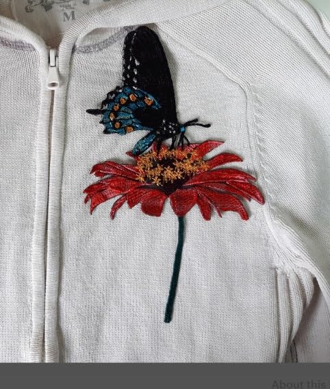 Generic Embroidery Butterfly Patch and Flower Patch, Nature Embroidered Patch 7 inch Hight - Image 3