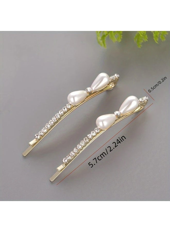 Goolsky 2PCS Pearl hair clip with a straight clip and edge clip for women, Korean girl, internet famous style, elegant side bangs clip, temperament, Hair Clip Bangs Side Clips Front Small Fragrance Wind High-End Style 2025 New Arrival - Image 4