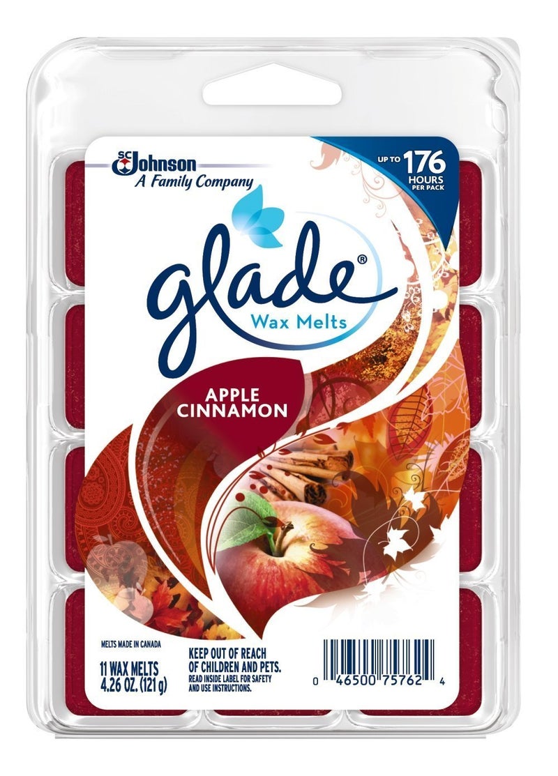 Glade معطر هواء جليد بالشمع، شموع معطرة بزيوت أساسية للمنزل والحمام، تفاح وقرفة، 8 قطع - Image 1