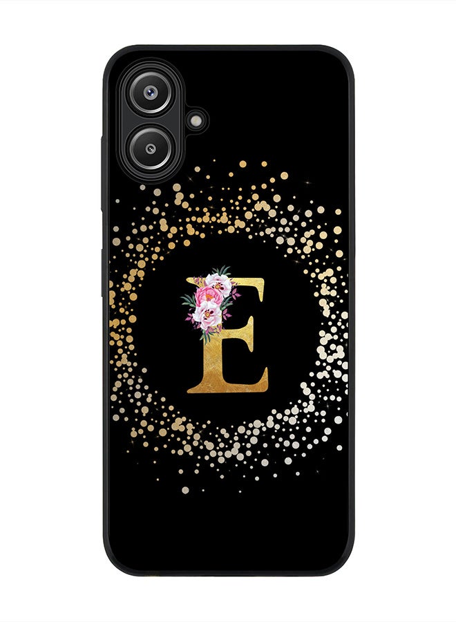 Stylizedd For Samsung Galaxy A06 Case,Slim fit Camera Protection, Shockproof Thin Phone cover - Custom Monogram Floral - E ( Black ) - Image 1