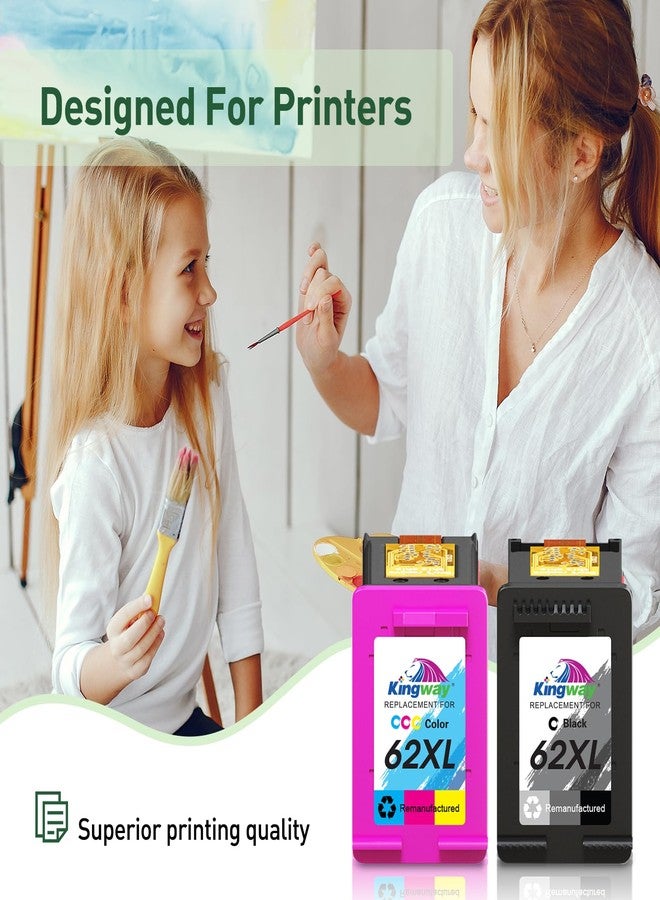 KINGWAY 62XL Ink Cartridges Black and Color Replacement for HP Ink 62 for HP 62XL Ink Cartridge Combo Pack HP62 HP62XL Envy 7640 7645 5660 5540 5661 OfficeJet 5740 8040 Mobile 200 250 258 Printer Ink 62 - Image 5