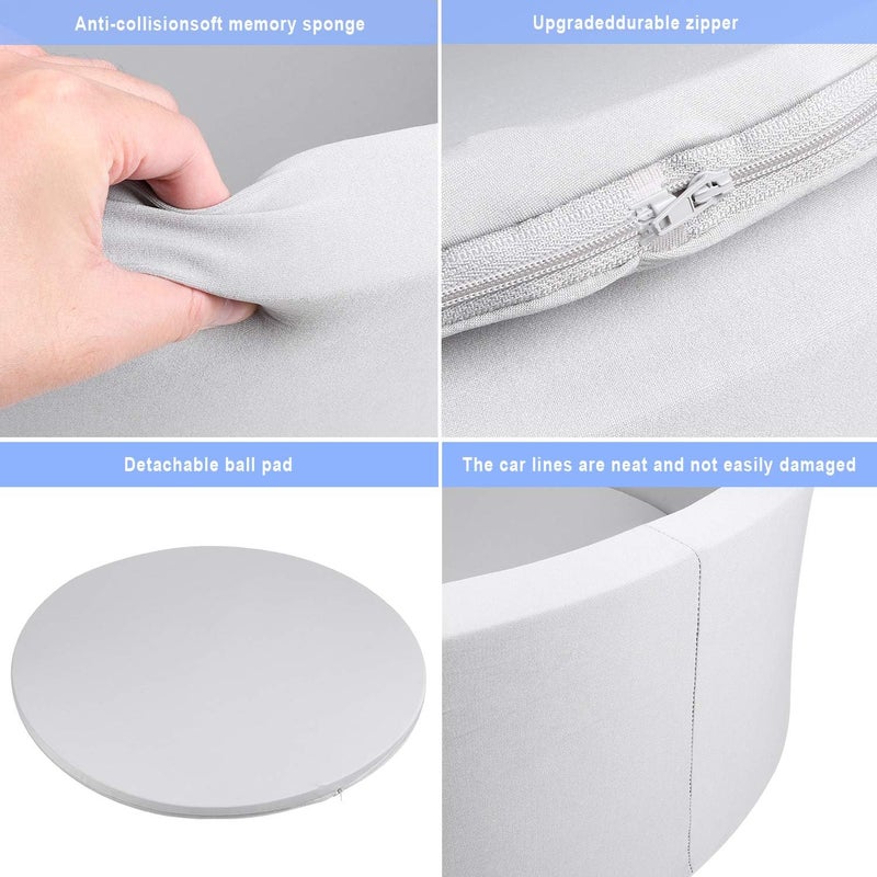 TRENDBOX Foam Ball Pit for Toddlers, 35x11 inch Soft Baby Ball Pit with Washable Velvet Cover (Balls not Included)- Grey - Image 5