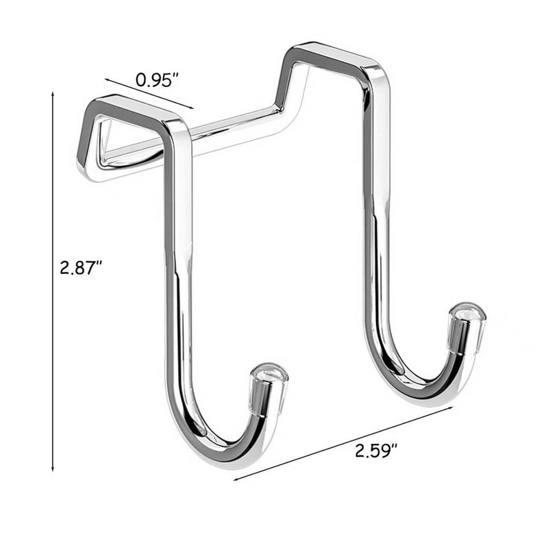 PRINKROOMY Over The Door Hooks, Stainless Steel Double Hooks, No Drill Cabinet Hooks for Kitchen Cabinet, Bathroom, Wardrobe, Office, Dormitory (2pcs) - Image 4