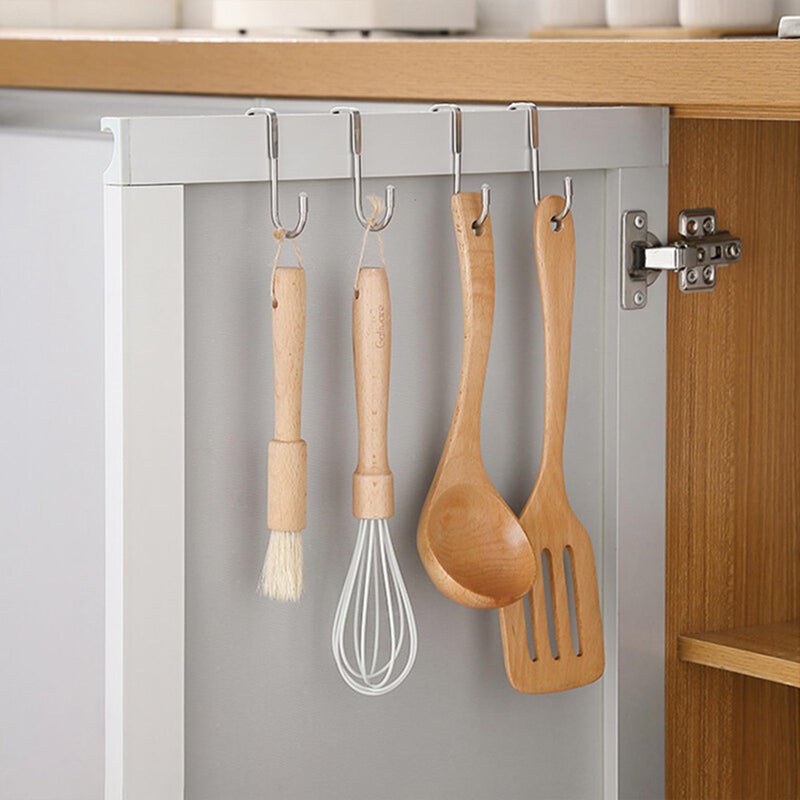 PRINKROOMY Over The Door Hooks, Stainless Steel Double Hooks, No Drill Cabinet Hooks for Kitchen Cabinet, Bathroom, Wardrobe, Office, Dormitory (2pcs) - Image 3