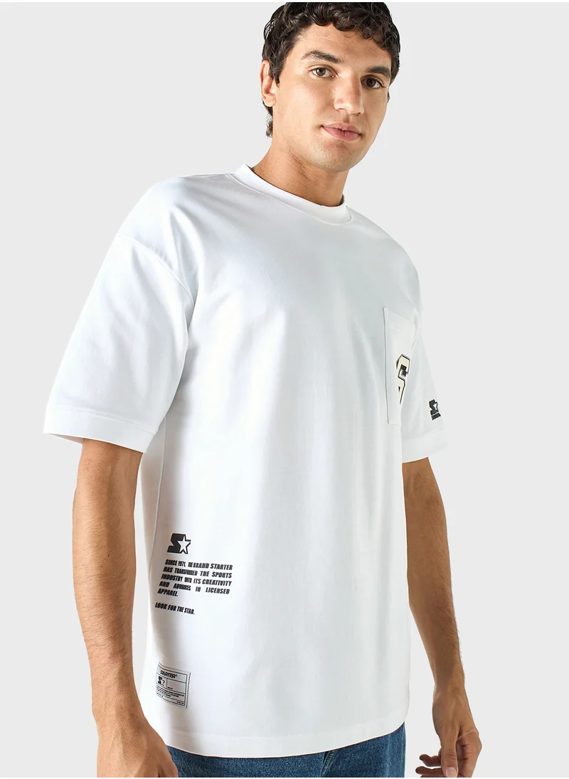 ستارتر Starter Typographic Print T-shirt with Crew Neck a