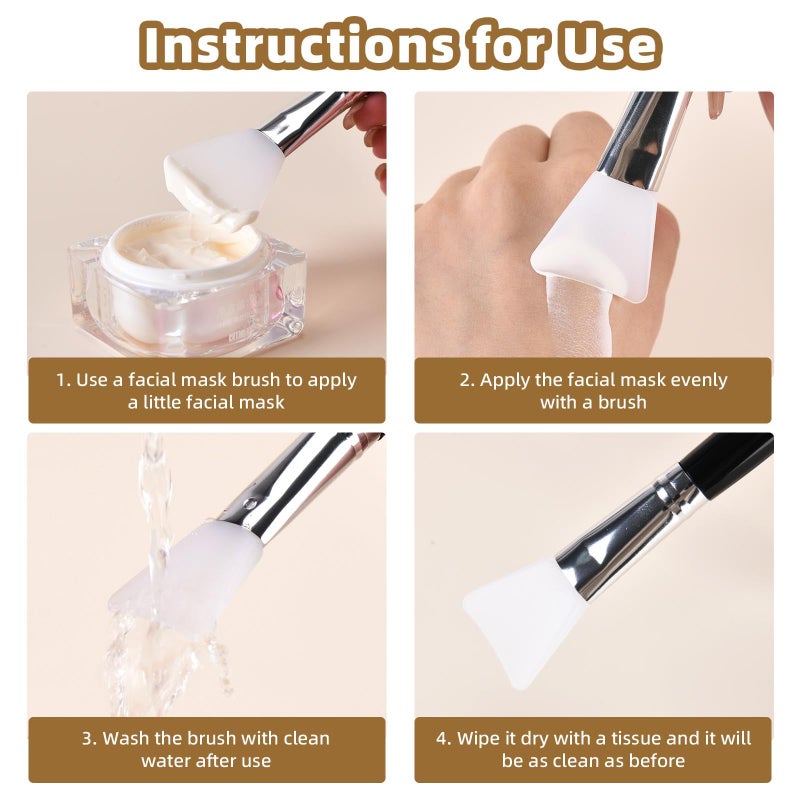 LORMAY 2 Pcs Silicone Face Mask Brush Applicator for Facial Mud, Clay Mask, DIY, Modeling Mask, Body Lotion, and BB CC Cream - Image 4