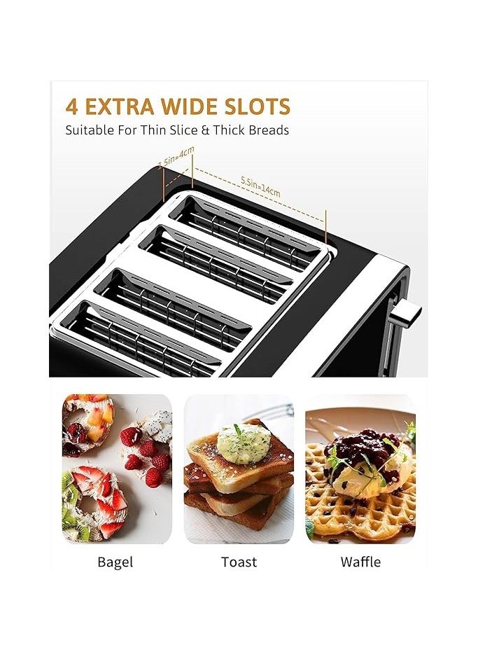 Royalford QLT-318B 4 Slice Toaster Stainless Steel Design With Convenient Auto Pop-Up Shut-Off Advanced Anti-Clamping Function and User Friendly Stop Button - Image 4