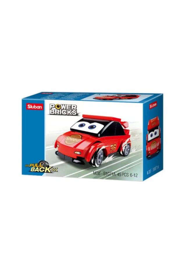 Sluban 45-Piece Power Bricks Pull Back Toy Car Red 14 x 4.5 x 9.4 cm 139675 - Image 3
