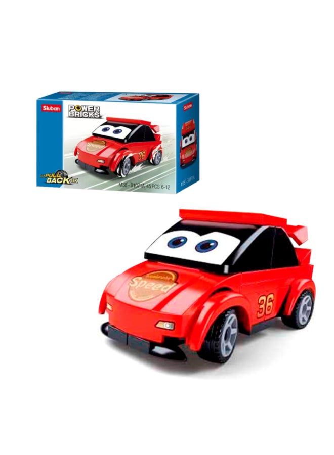 Sluban 45-Piece Power Bricks Pull Back Toy Car Red 14 x 4.5 x 9.4 cm 139675 - Image 1