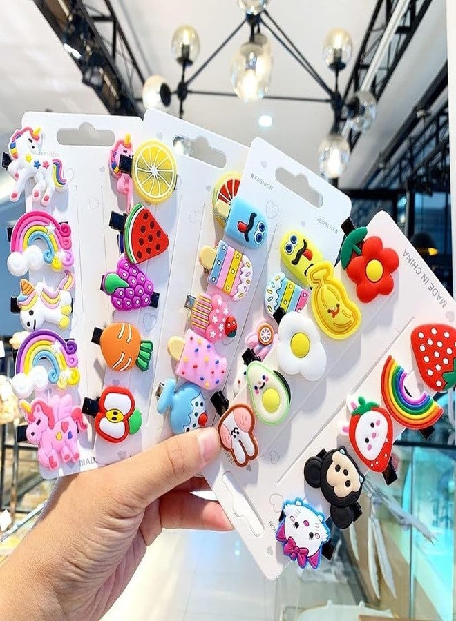 BAOER Cute Kids Hair Clips Set Cartoon Emoji Doll for Girls (Multicolour, Pack of 20, Assorted) Rainbow Ice Cream Pin, Cute Smiley Accessories for Toddler Barrettes with Multi Design - Image 1