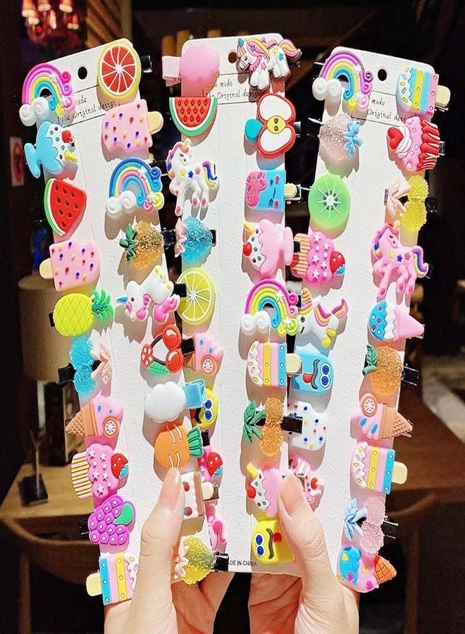 BAOER Cute Kids Hair Clips Set Cartoon Emoji Doll for Girls (Multicolour, Pack of 20, Assorted) Rainbow Ice Cream Pin, Cute Smiley Accessories for Toddler Barrettes with Multi Design - Image 3
