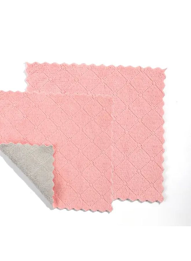 Heavy Duty Pink Grey Microfiber Cleaning Cloths 2 Pack Quick Dry Absorbent For Kitchen Bathroom Office - Image 4