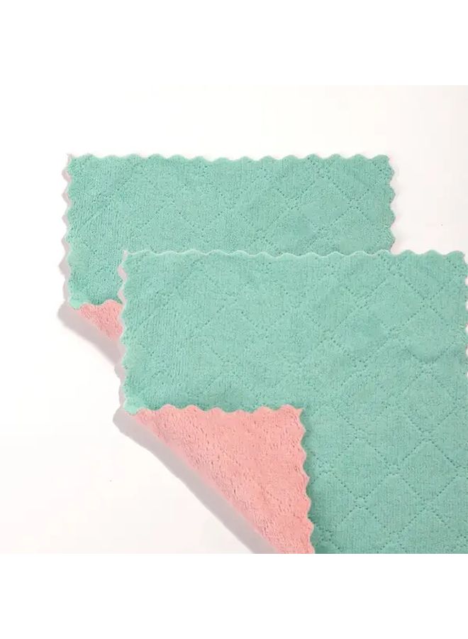 Heavy Duty Pink Grey Microfiber Cleaning Cloths 2 Pack Quick Dry Absorbent For Kitchen Bathroom Office - Image 5