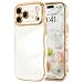 LCHULLE for iPhone 17 Pro Max Case for Women Girls Cute Wave Frame Curly Shape with Love Heart Pattern Raised Camera Protection Cover Luxury Plating Shockproof Phone Case for iPhone 17 Pro Max White - Image 2