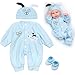 Pedolltree Reborn Baby Doll Clothes Blue Puppy 3 Pcs Set for 1720 Inch Baby Doll Clothes Outfits Accessories Newborn BoyGirl - Image 2