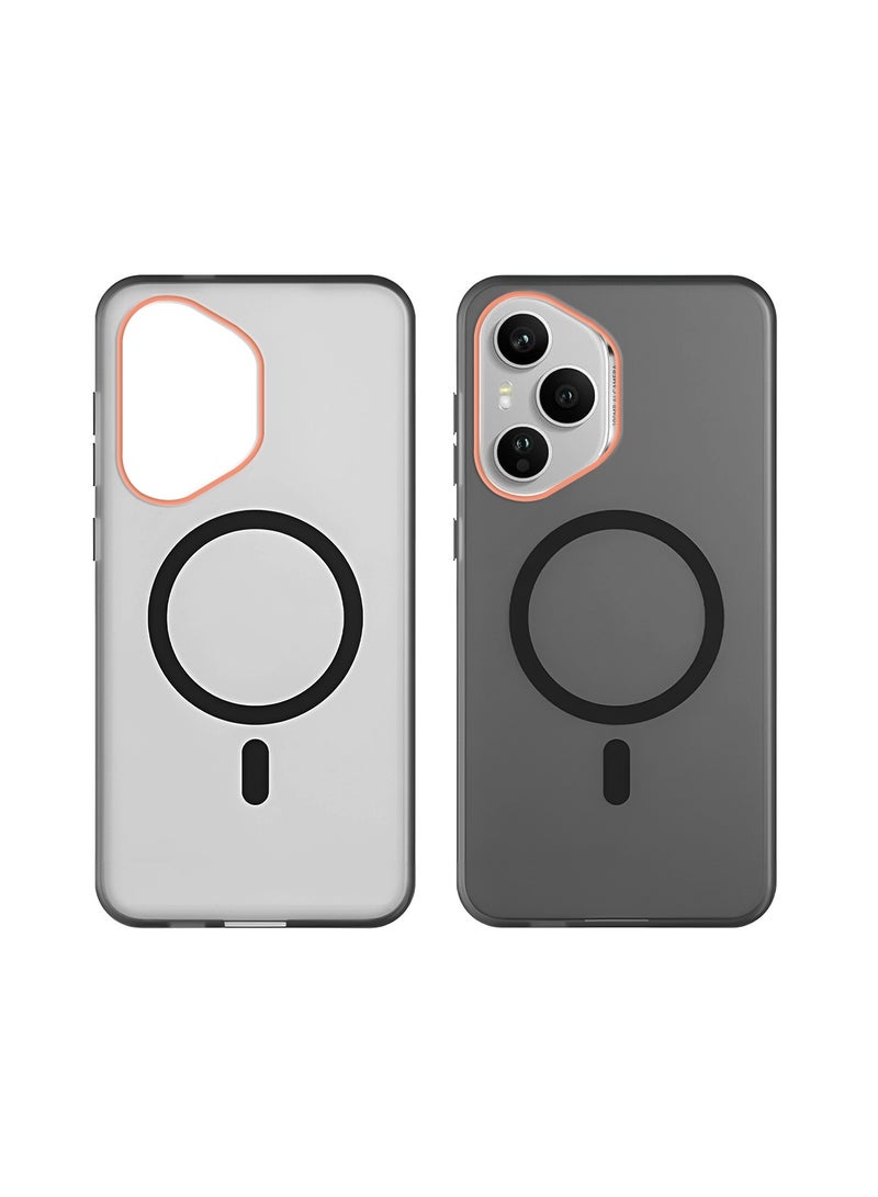 Wtech Honor 400 Pro 5G 2025 Hybrid Translucent Magsafe with Magnetic Charging Raised Camera Lips Elegant Look Case Cover (MCMPMN) - Black - Image 2