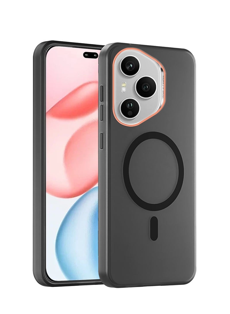 Wtech Honor 400 Pro 5G 2025 Hybrid Translucent Magsafe with Magnetic Charging Raised Camera Lips Elegant Look Case Cover (MCMPMN) - Black - Image 1