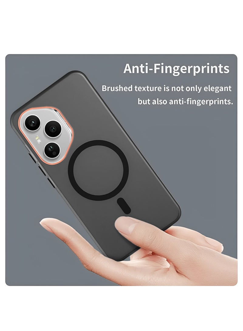 Wtech Honor 400 Pro 5G 2025 Hybrid Translucent Magsafe with Magnetic Charging Raised Camera Lips Elegant Look Case Cover (MCMPMN) - Black - Image 4