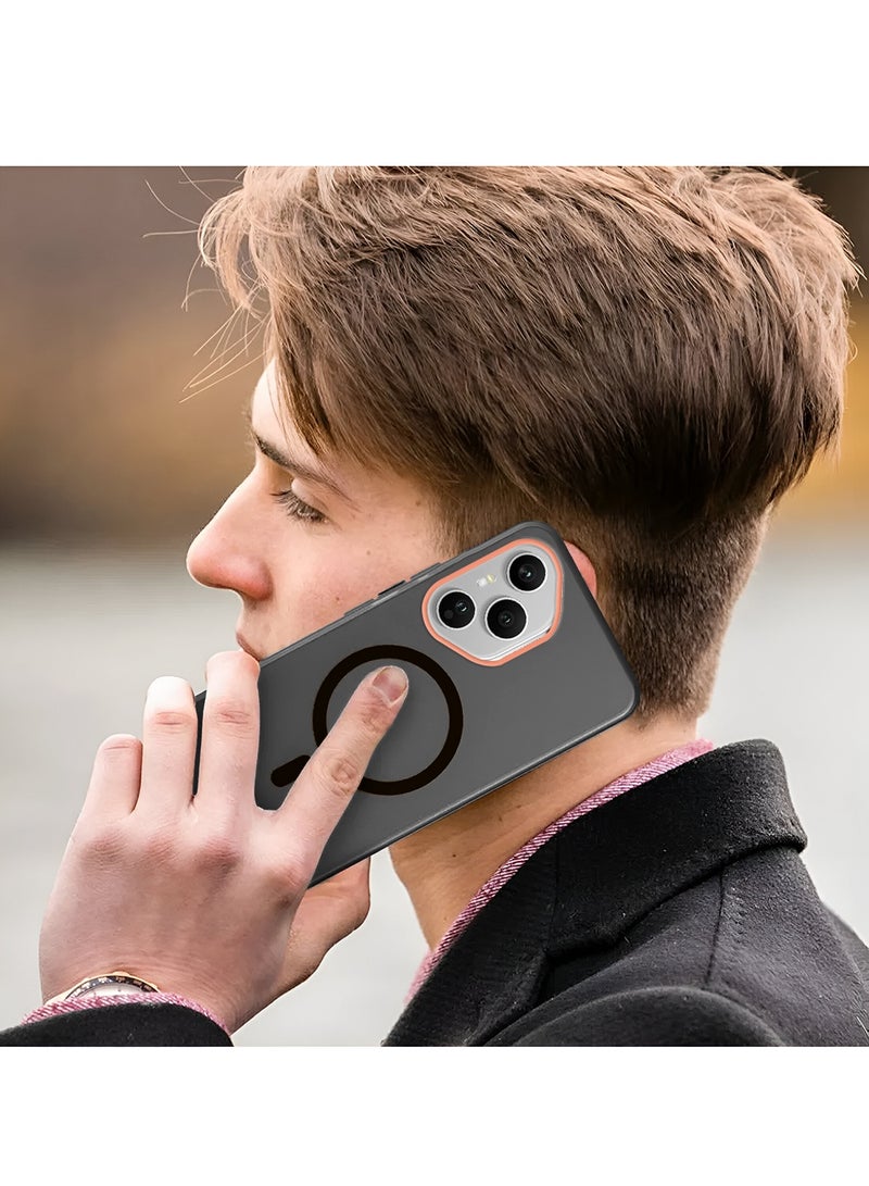 Wtech Honor 400 Pro 5G 2025 Hybrid Translucent Magsafe with Magnetic Charging Raised Camera Lips Elegant Look Case Cover (MCMPMN) - Black - Image 5