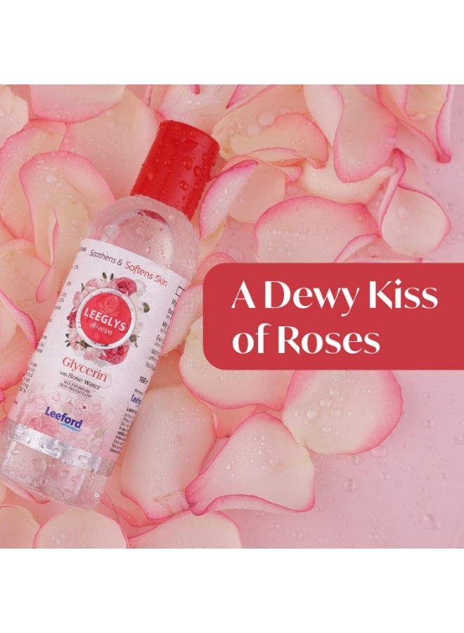 Leeford Leeglys Glycerin with Rose Water For Dry, Chapped, Damaged Skin & Diaper Rashes | Soothes, Softens & Locks in Moisture | Multipurpose Skin Protectant 100ml (Pack of 4) - Image 2