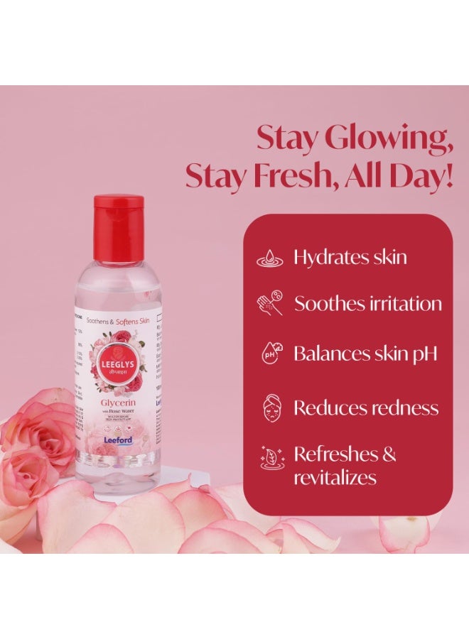 Leeford Leeglys Glycerin with Rose Water For Dry, Chapped, Damaged Skin & Diaper Rashes | Soothes, Softens & Locks in Moisture | Multipurpose Skin Protectant 100ml (Pack of 4) - Image 4
