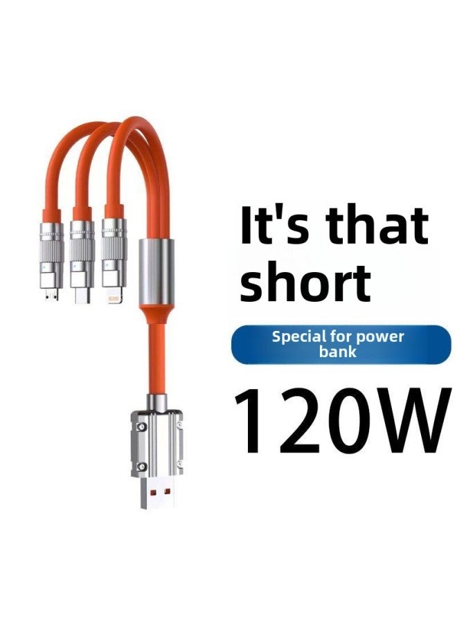 Charging Treasure Short Charging Line 120W Super Fast Charging Is Suitable For Apple Huawei OPPO Xiaomi VIVO Mobile Phone Data Line-Color:Three Heads [fresh Green] 0.5m Power Bank Cable-standard - Image 3