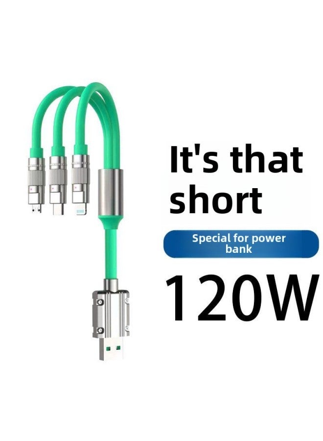 Charging Treasure Short Charging Line 120W Super Fast Charging Is Suitable For Apple Huawei OPPO Xiaomi VIVO Mobile Phone Data Line-Color:Three Heads [fresh Green] 0.5m Power Bank Cable-standard - Image 4