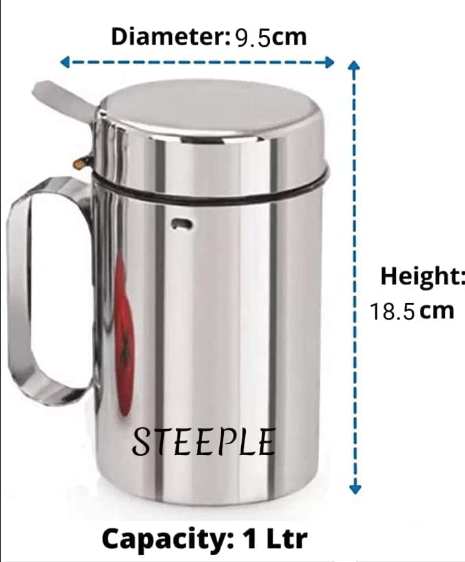 STEEPLE Oil Dispenser 1 Litre | Kitchen Set | Oil Container | Oil Bottle | Cooking Oil Dispenser For Home & Resturants 1000 ml ( Pack Of 2 Sliver) - Image 3