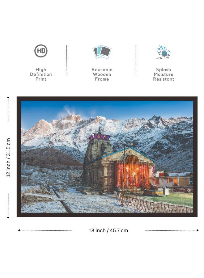 Mad Masters Kedarnath Temple Framed Photo, Bhagwan Lord Shiva Mandir Wall Hanging Home Decor Painting for Living Room & Bedroom Decoration (18 x 12 Inch,Paper) - Image 2