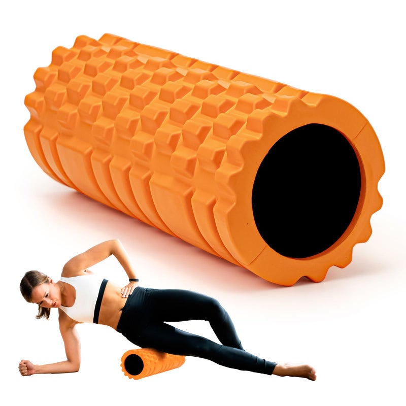 Krightlink Foam Roller High Density 13 Patented Exercise Roller for Deep Tissue Muscle Massage Muscle Massage and Myofascial Trigger Point Release Relieves Muscle Pain Improves Mobility Orange