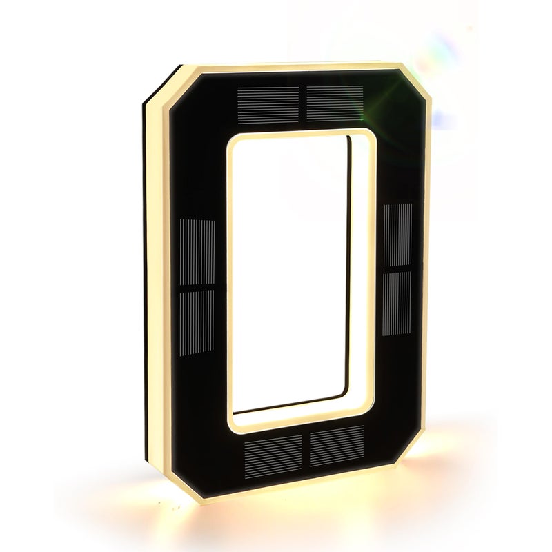 ISUNMEA 9 Inch Solar Lighted House Numbers for Outside, Light Up Waterproof LED Address Numbers Signs for Houses, Large Personalized Illuminated Exterior Modern House Numbers Light (0-Black, 9IN) - Image 1