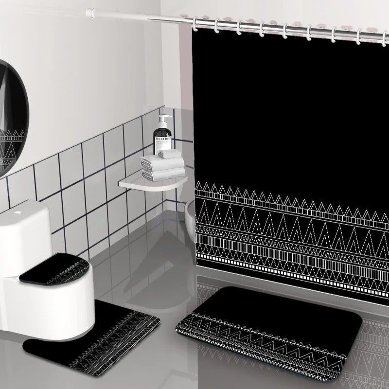 Y&D Summer Anne's  Retro Bohemian Style Bathroom 4PCS Set Shower Curtain Rug Set - Image 1