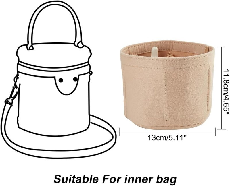 klarako Felt Purse Organizer Insert, Handbag Insert Liner for LV Cannes Round Bucket Bag Organizer Barrel Shape Bag Organizer Bag in Bag Interior Insert Accessories for Bucket Makeup Bag, Beige - Image 2