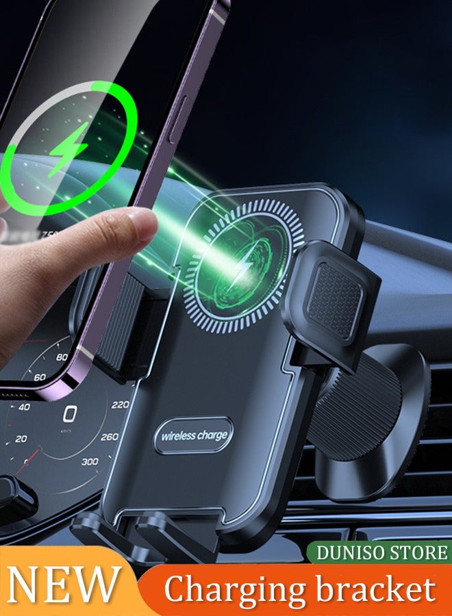 DUNISO S23 Car phone holder, wireless fast charging phone holder with smart button lock and 360 degree universal ball head, safe and fast, supporting phones from 4.7 to 7 inches,black  - Image 1