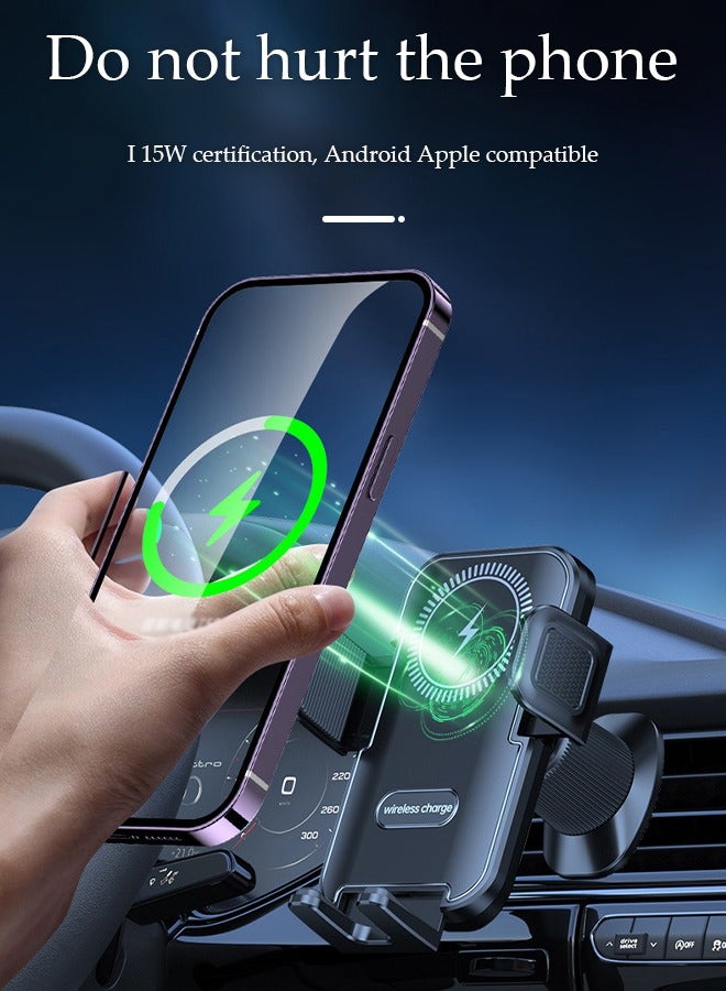 DUNISO S23 Car phone holder, wireless fast charging phone holder with smart button lock and 360 degree universal ball head, safe and fast, supporting phones from 4.7 to 7 inches,black  - Image 4