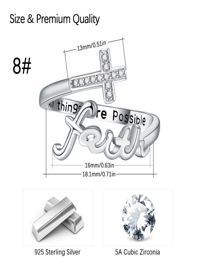 Cuoka Faith Ring,Cross Rings,Sterling Silver Adjustable Cross Wrap Ring Christian Inspirational Jewelry for Women Girlfriend - Image 2