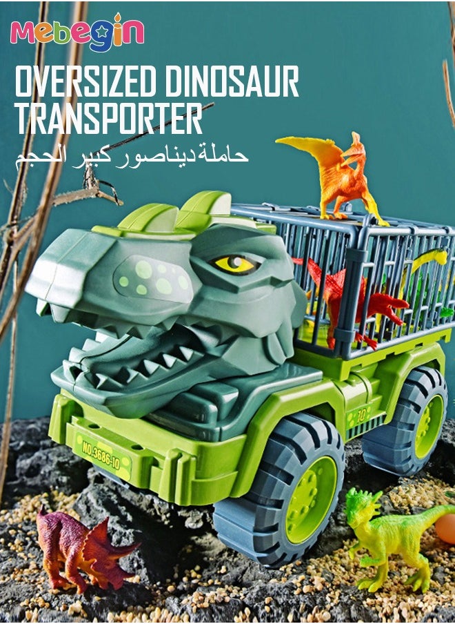 MEBEGIN - Dinosaur Truck Toys Transport Car Carrier Truck With Dinosaur Toys Car Playset Toys For Kids Boys Girls - Image 1