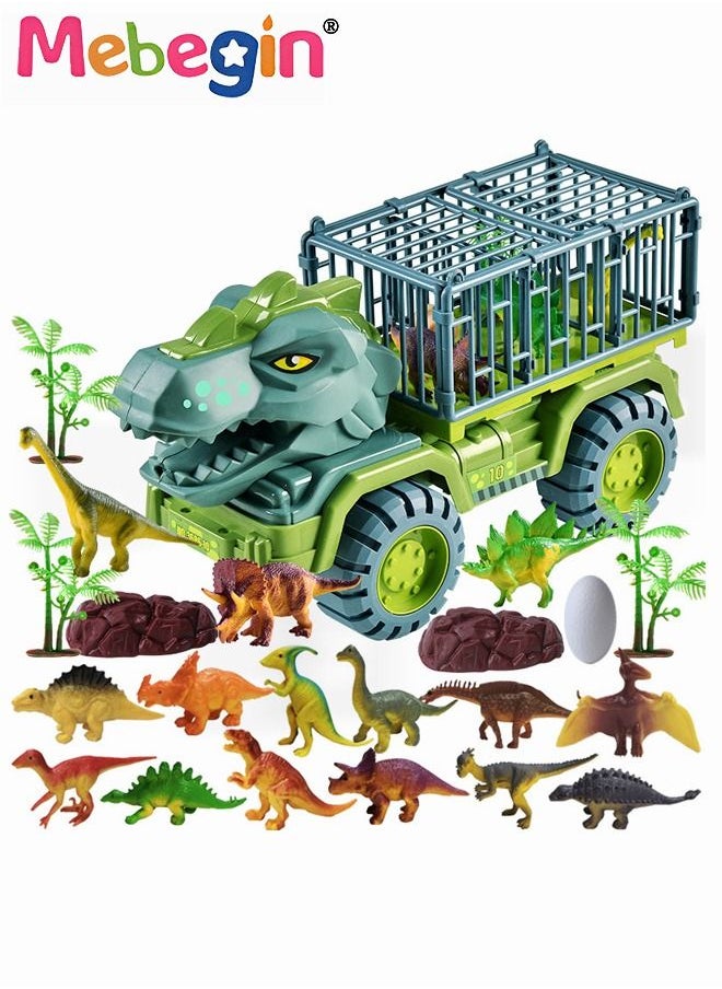 Dinosaur Truck Toys Transport Car Carrier Truck With Dinosaur Toys Car Playset Toys For Kids Boys Girls 