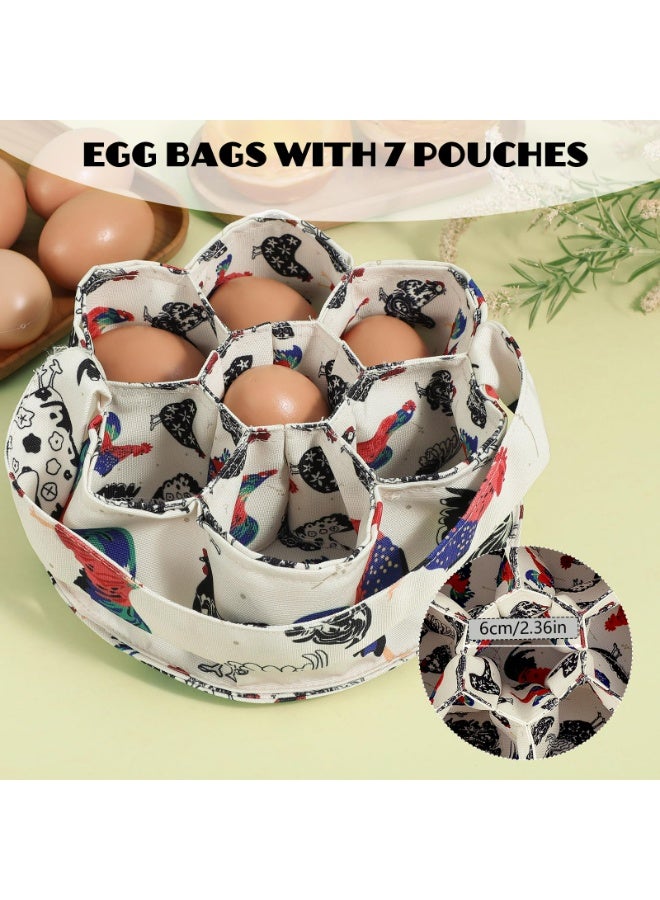 CMGTYYD. سلة جمع البيض، سلة دجاج لجمع البيض الطازج حامل حامل مع 7 جيوب لجمع البط والإوز هدايا للنساء ربات البيوت - Image 5