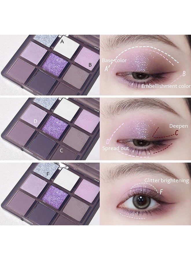 KAPEINE Lavender Charm 9-Color Eyeshadow Palette - Create Romantic and Dreamy Eye Makeup - Image 5