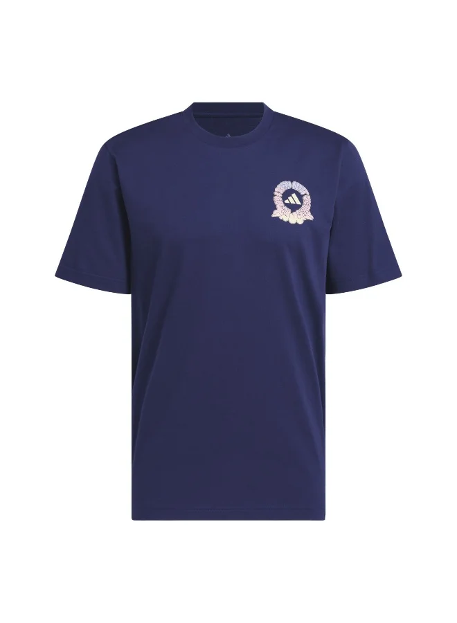 Adidas Adidas M 90S City T Blue Graphic Tee (Short Sleeve) T-Shirts For Men