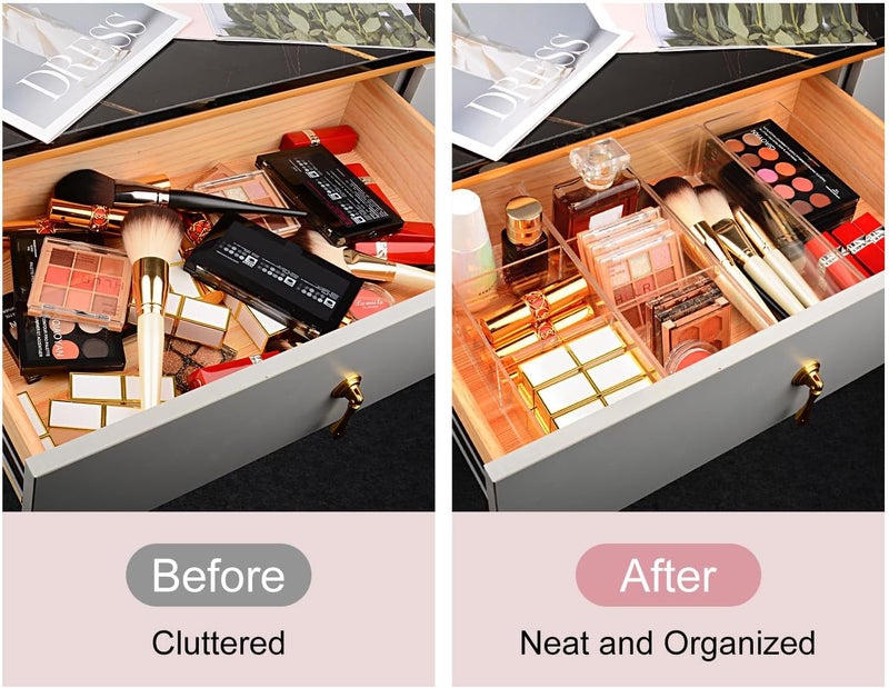 JessLab Acrylic Organizers, Bathroom Organizer for Drawer, Cosmetic Display Cases for Vanity, Countertop, Desk, Kitchen, and Makeup Storage, 1-Section - Image 3