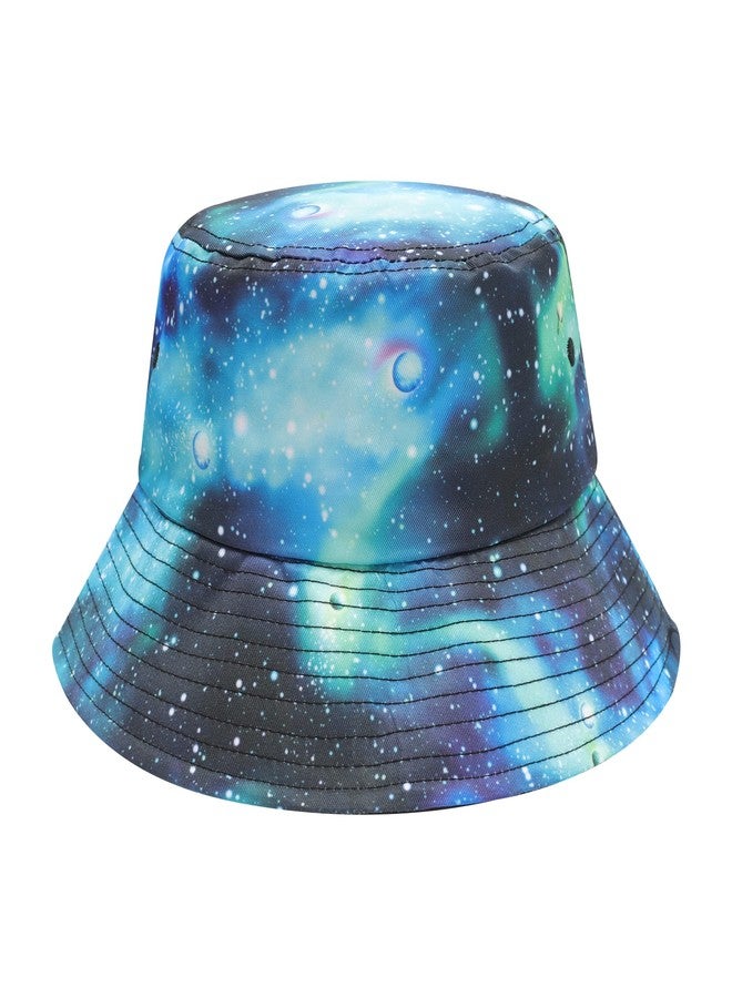 ZLYC قبعة دلو للجنسين من ZLYC، بطبعة لطيفة، مناسبة للسفر الصيفي، قبعة صياد للنساء والرجال والمراهقين (أزرق مجرة) - Image 3