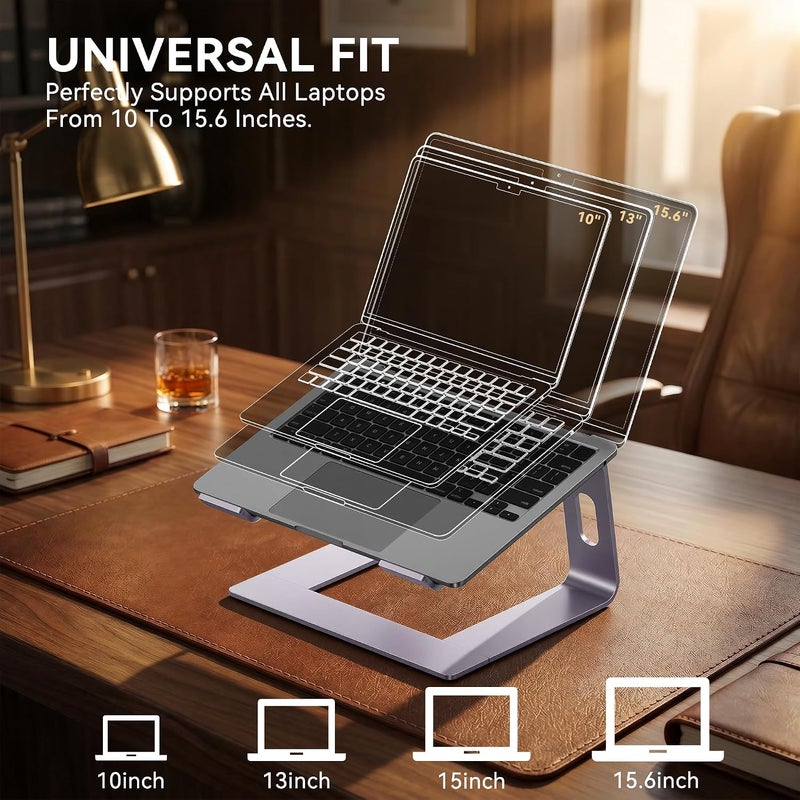 SOUNDANCE Laptop Stand, Aluminum Computer Riser, Ergonomic Laptops Elevator for Desk, Metal Holder Compatible with 10 to 15.6 Inches Notebook Computer, Purple - Image 5