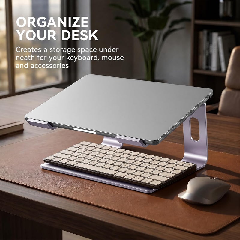 SOUNDANCE Laptop Stand, Aluminum Computer Riser, Ergonomic Laptops Elevator for Desk, Metal Holder Compatible with 10 to 15.6 Inches Notebook Computer, Purple - Image 4