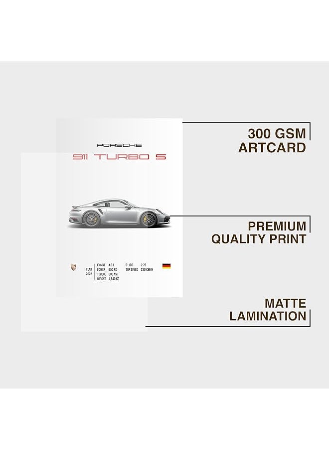 erorex Porsche 911 Turbo S Wall Poster Frames Aesthetic A4 Poster Frames For Home Living Room Bedroom And Office Wall Frames Artworks Hanging Theme Posters  - Image 2