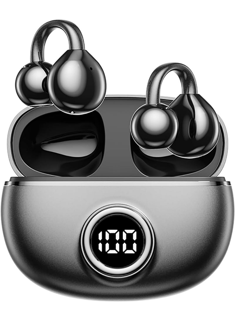 Arabest Clip on Earbuds for Small Ears, Open Ear Wireless Bluetooth 5.4 Headphones, 40H Playtime Air Conduction, Comfort Fit for Glasses, Waterproof Sport Ear Buds with Digital Display & MIC - Image 1