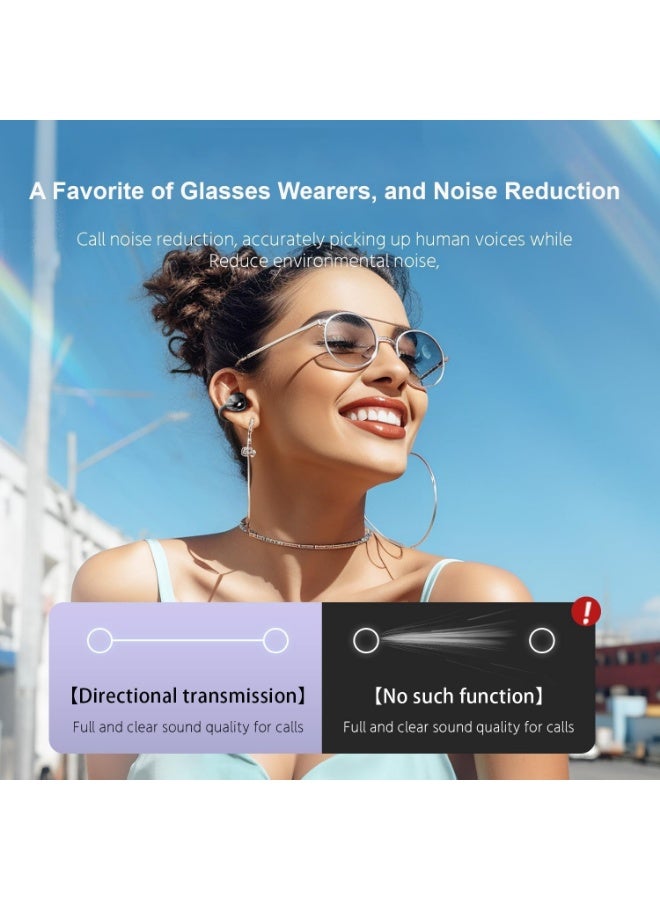 Arabest Clip on Earbuds for Small Ears, Open Ear Wireless Bluetooth 5.4 Headphones, 40H Playtime Air Conduction, Comfort Fit for Glasses, Waterproof Sport Ear Buds with Digital Display & MIC - Image 3